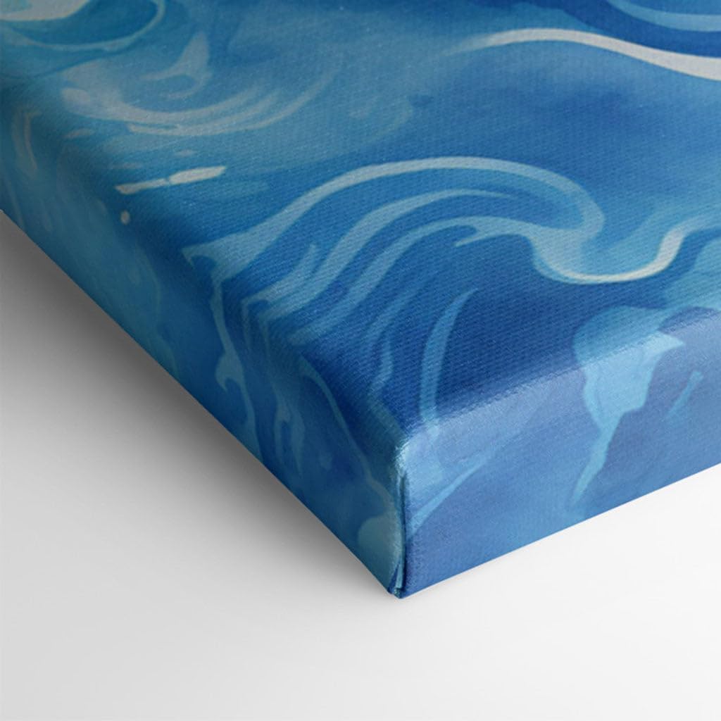 Canvas for Living room. Seaside Cityscape Serenity in Digital Watercolor Hues, 27 x 18 inch Canvas Wall Art - Contemporary Masterpieces - Modern Home Decor