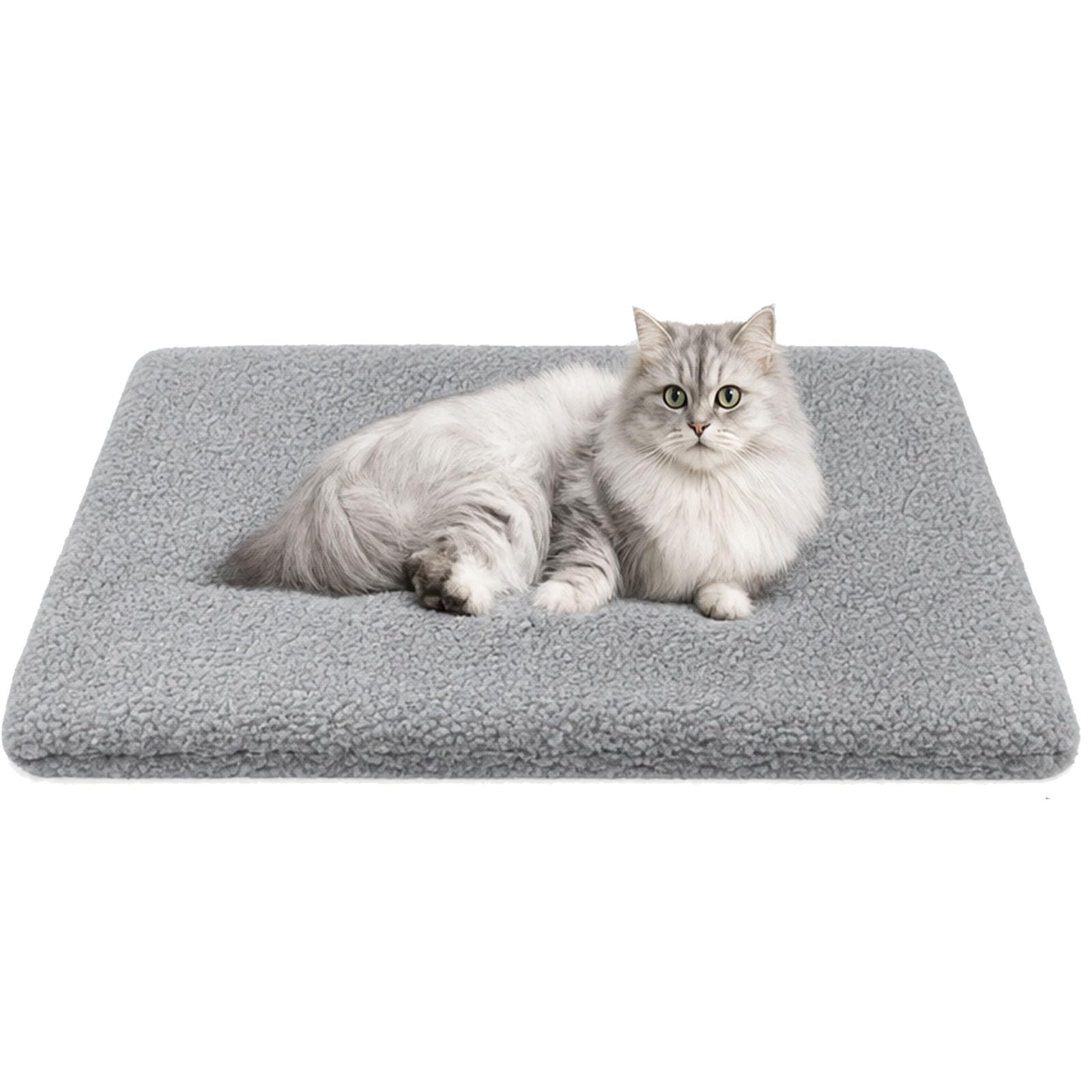 Wndgh Self-Warming Cat Heat Pad, Grey Lamb Fleece Cushion, 40x50cm