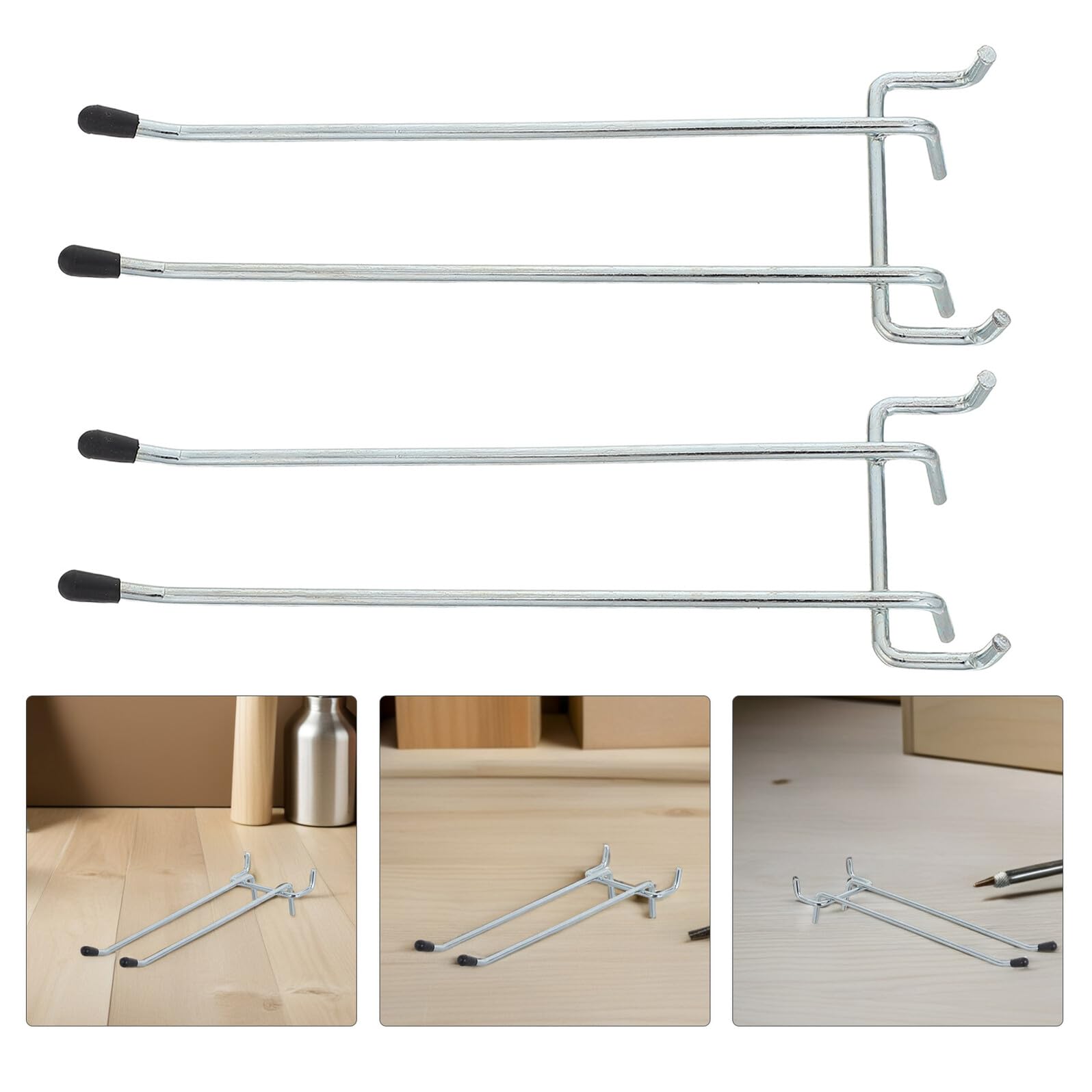 NUOBESTY 10 Pezzi Ganci per Pannello Forato in Ferro da 6 Pollici, Capacità 7-11lb, Facile Installazione e Versatilità, per Piccoli Oggetti e Chiavi in Cucine e Studi