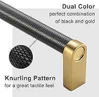 Vista 4 de Paquete de 5 tiradores de gabinete de 3–3/4 pulgadas estriado en negro y oro, manijas de gabinete mate en negro y oro cepillado AP1311, herrajes