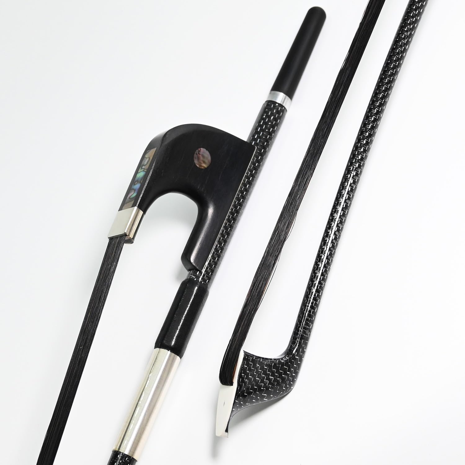 New 3/4 Size Top Model, Carbon Bass Bow Black Horsehair German Bass Bow Art No.200BGB