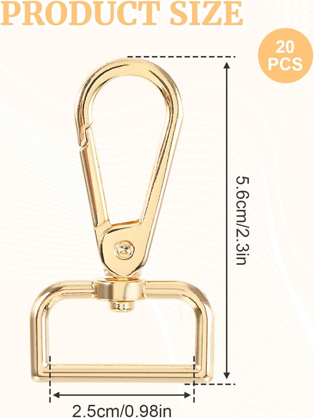 20PCS Stainless Steel 1 Inch D Ring Lobster Claw Clasp with Swivel Hook Keychain Clip,Key Chain Hooks for Handbag Hardware and Bag Making,Jewelry Findings, Keyrings,Purse Accessories (Gold) - Image 2