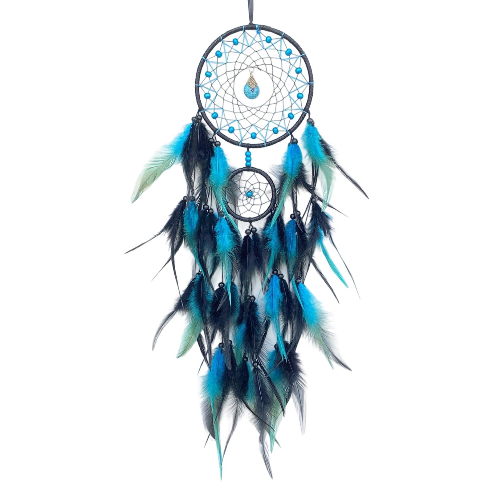 Handwoven Dream Catcher Hanging Decor, Bedroom Wall Art with Beads and Crystals Hanging Ornament Bohemians Art for Bedroom/living Room