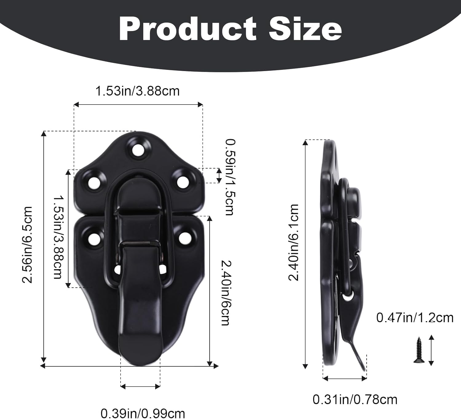 10 Pack Black Duckbilled Toggle Hasp Latch, Toggle Hasp Latches, Chest Latches Hardware with Screws for Jewelry Box,Wood Boxes, Cabinet, Toolbox Suitcase (Black)