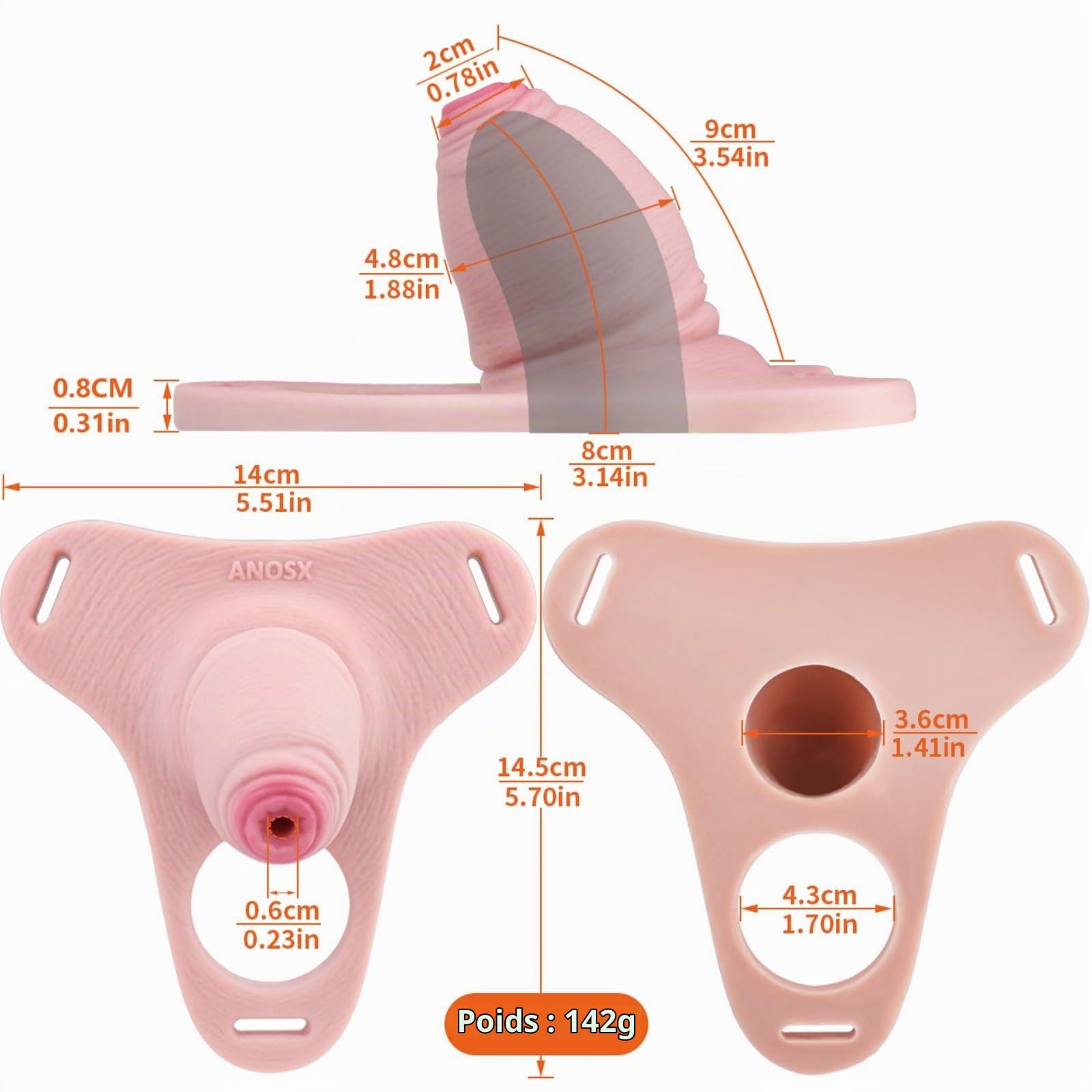 Cage de Chastetée en Silicone Sex Toys Cage de Chasteté avec Ceinture et 4 Tailles Différentes pour Masquer la Taille du Pénis Chastity Cage Légère et Souple pour le Bondage du Pénis (Pink,S)