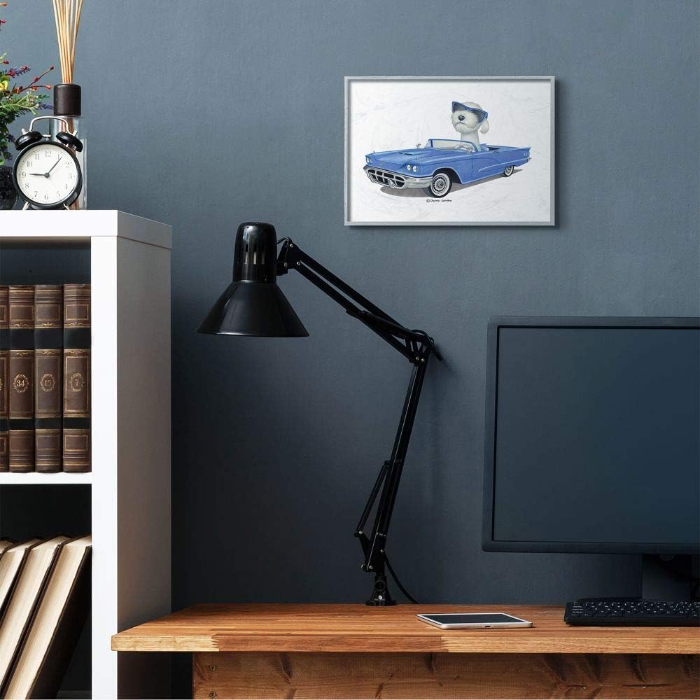 Stupell Industries Dog with Sunglasses in Blue Convertible Family Pet Wall Art, 11 x 14, White