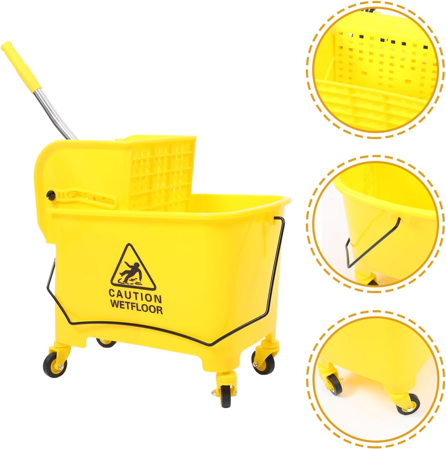 PartyKindom Commercial Mop Bucket with Side Durable Plastic with Handle for Cleaning and Maintenance