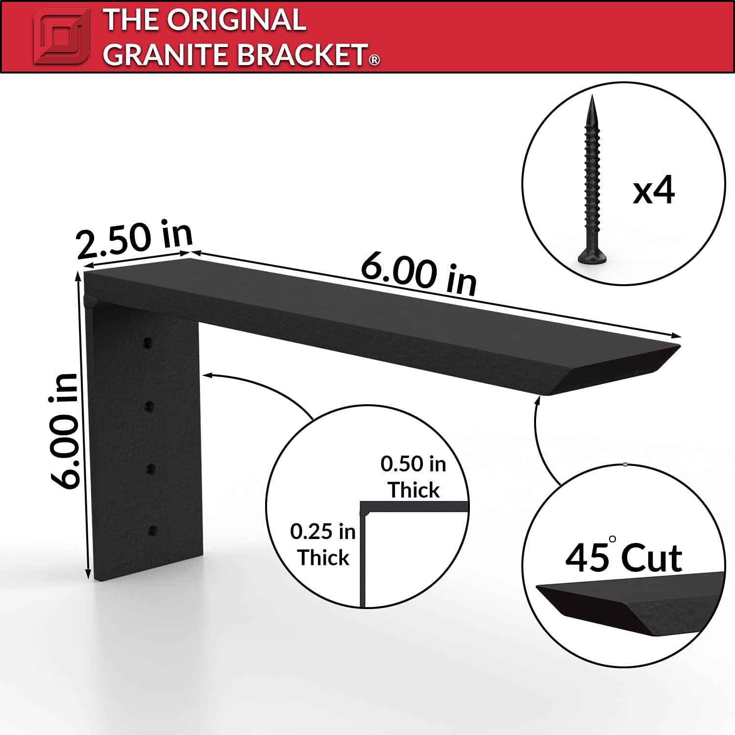 6in. x 2.5in. x 6in. The Original Regular Shelf Bracket