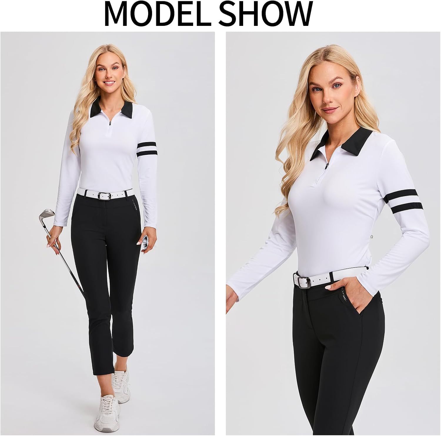 Soneven Women's Long Sleeve Polo Shirts 1/4 Zip Collared Golf Shirt UPF 50+ Sun Protection Lightweight Tennis Shirts