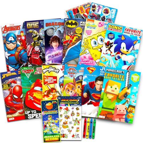12 Bulk Superhero Coloring Books for Boys Ages 4-8 Bundle