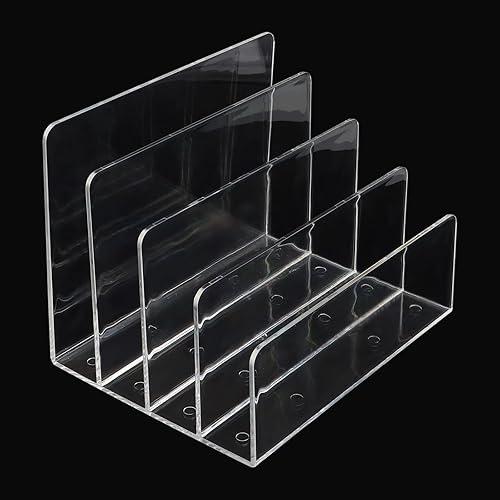 Soporte para archivos de acrílico de 4 secciones, organizador de archivos de acrílico transparente para escritorio, organizador de correo