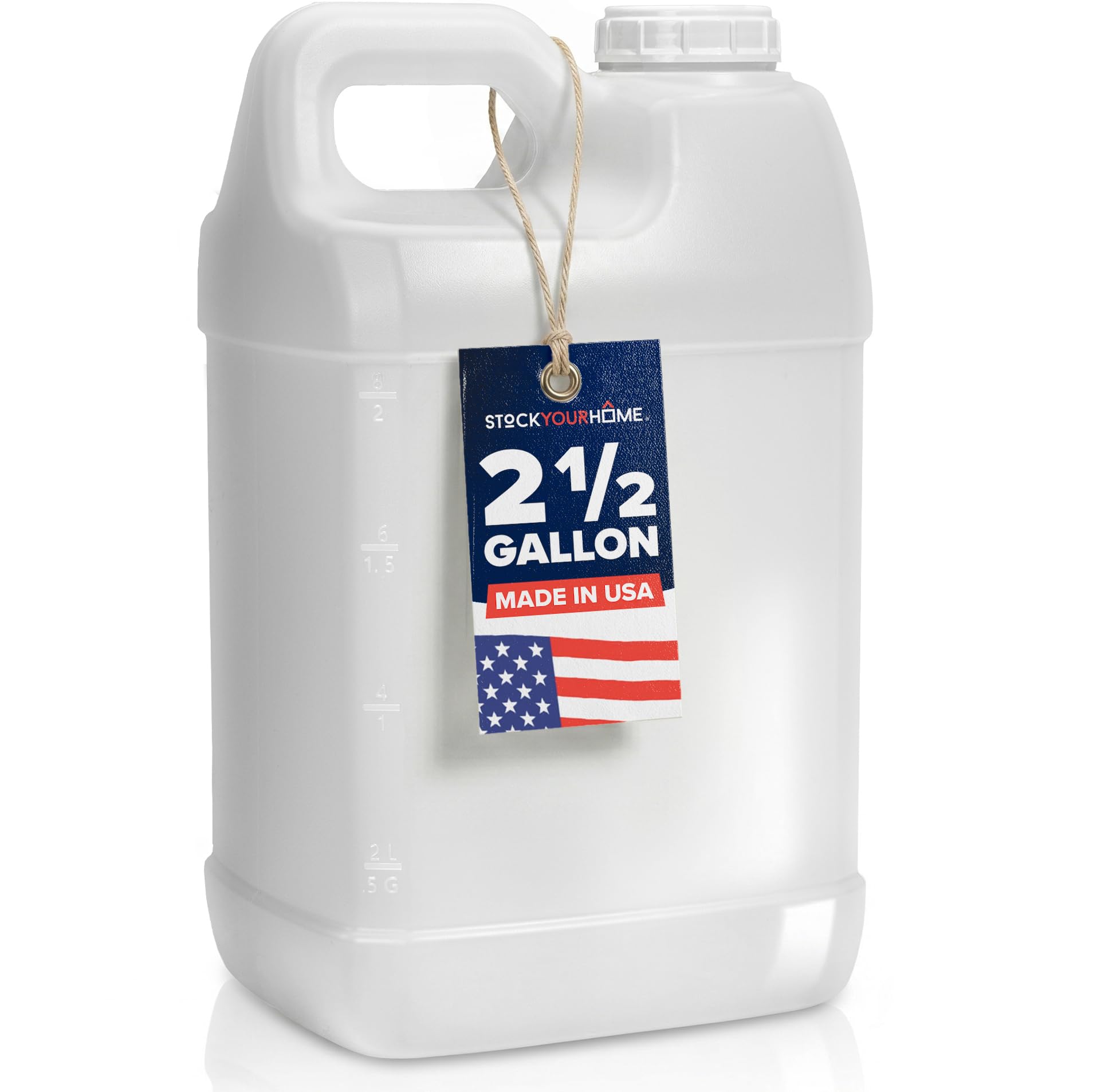 Stock Your Home 2.5 litterWater Jug, Made in USA — Heavy-Duty HDPE Carboy Oil Container with Secure Lid, Motor Oil Jug, Container for Used Motor Oil, Multi-Use Jug for Water, Oil & Industrial Liquids