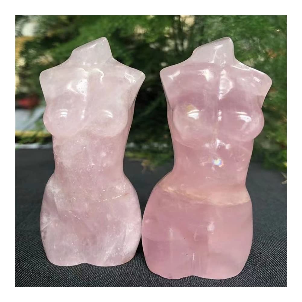 Plein de Textures for la 100-120g Naturel Rose Quartz Déesse Statue Cristal Sculpté Femme Torse Énergie Rose Gemme Corps Sculpture Décorer Cadeau (Size : One Size)