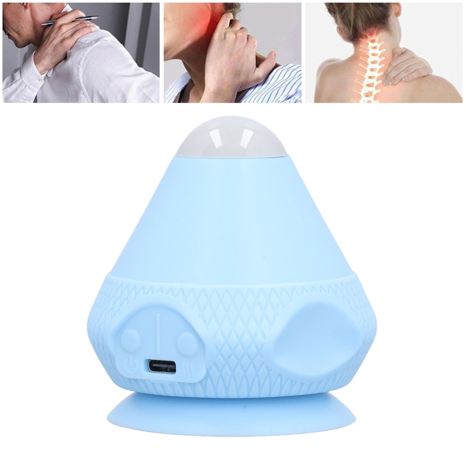 Montierbarer Wärmekompressions-PC-Massageball aus Silikon mit Vibrierendem Dual-Modus für Triggerpunkt-Tiefengewebeentspannung, Wiederaufladbare Timer-Funktion (Blue)