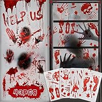 Halloween Deko Gruselig Fensterbilder Fensterdeko: Horror Groß Halloween Deko Fenster Sticker Tür Wand Dekoration Wiederverwendbare Blut Aufkleber für Innen Outdoor Garden Haunted House Zombie Party