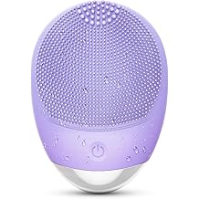 Facial Cleansing Brush, 3-in-1 Electric Soft Silicone Waterproof Face Scrubber, USB Rechargeable IPX7 Waterproof Sonic Vibrating Face Brush for Deep Cleansing, Gentle Exfoliating and Massaging