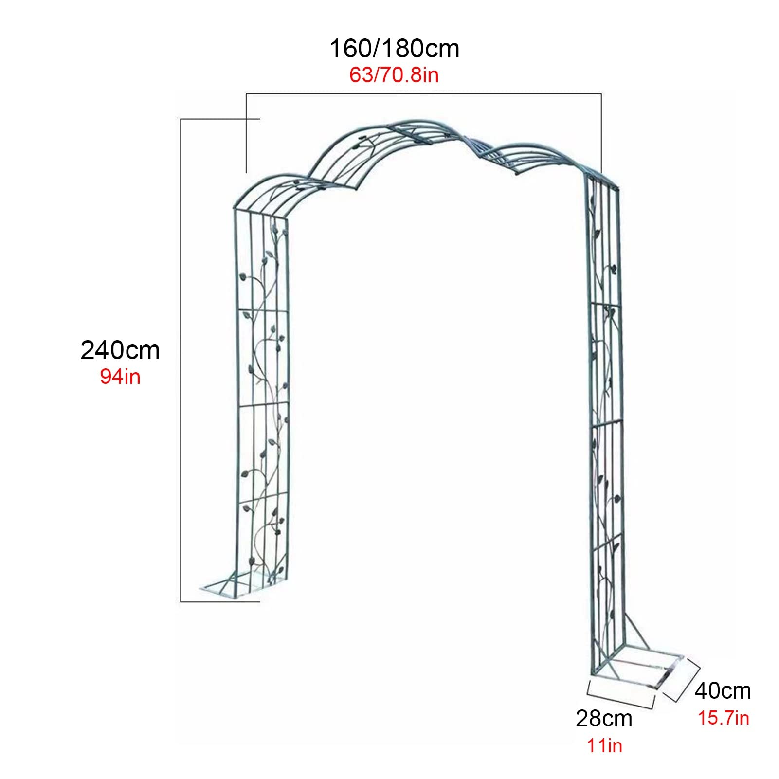 SDdPulse Archi da giardino in metallo, arco da giardino retrò alla moda, squisito motivo traliccio pergolato, pergolato pergolato, resistente alle intemperie e autoportante, per piante rampicanti e