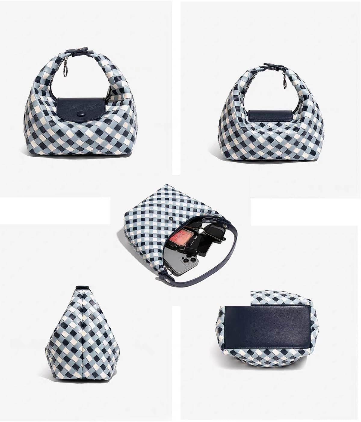 Small Woven Leather Handbag Cute LeatherTop-Handle Shoulder Bag for women Woven Crossbody Bag - Image 6