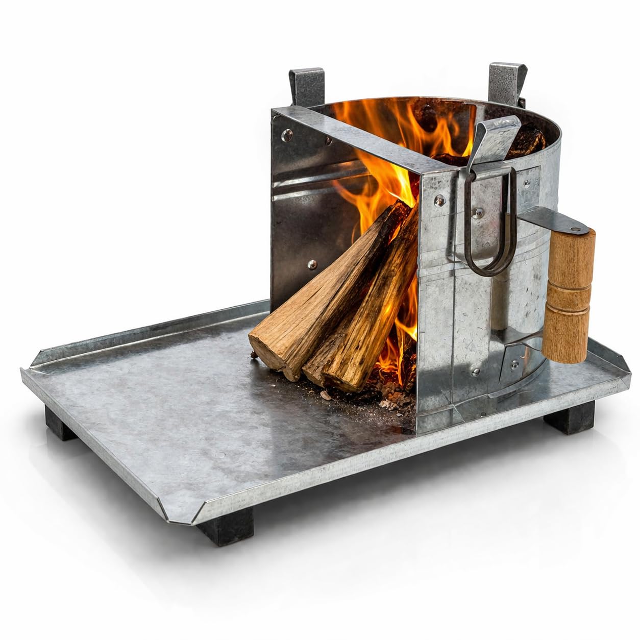 Housetronics Iron Chulha Heavy Duty Portable Camping Sigdi Stove - Charcoal & Wood Burning Stove with Handle for Home, Trekking & Picnic (D30 x H23 x L45 cm)