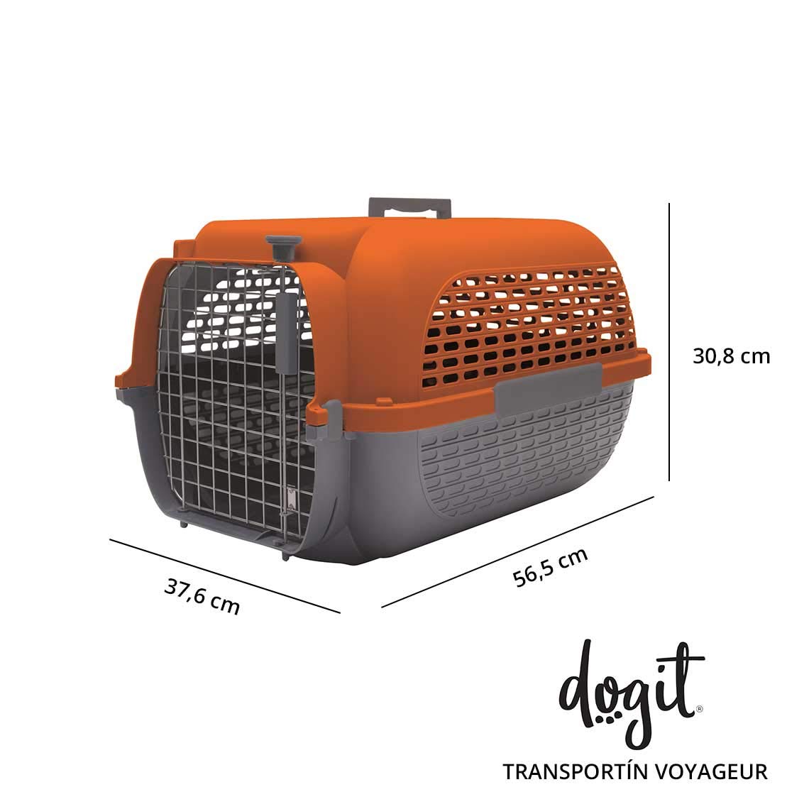 dogit Catit Voyaguer Transportbox für Haustiere, Größe M, 56 x 37 x 30 cm, Grau/Orange