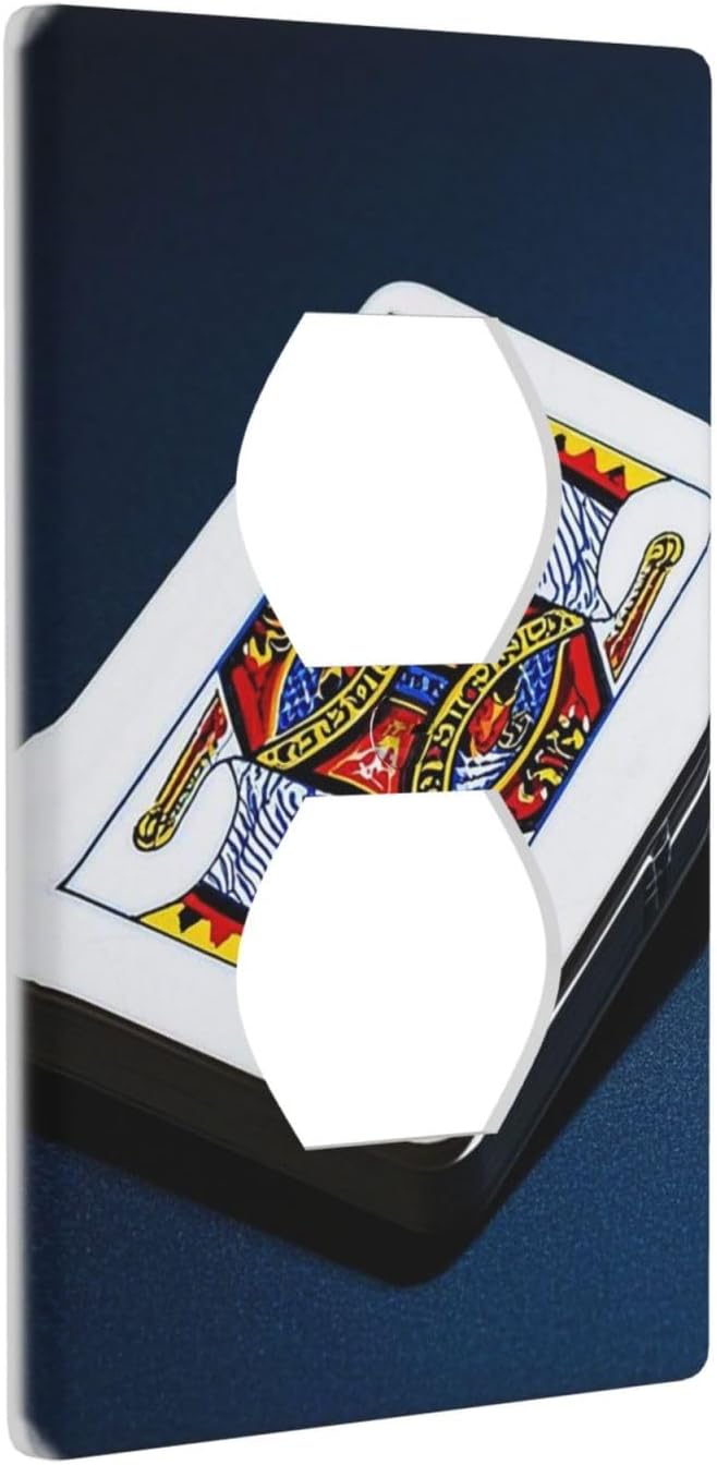 Poker Spades Playing Cards Wall Plate, Duplex Outlet Cover 1-Gang Decorative Light Switch Covers, Unbreakable Polycarbonate Faceplates Electrical Receptacle Plug Covers, Screws Included image 2