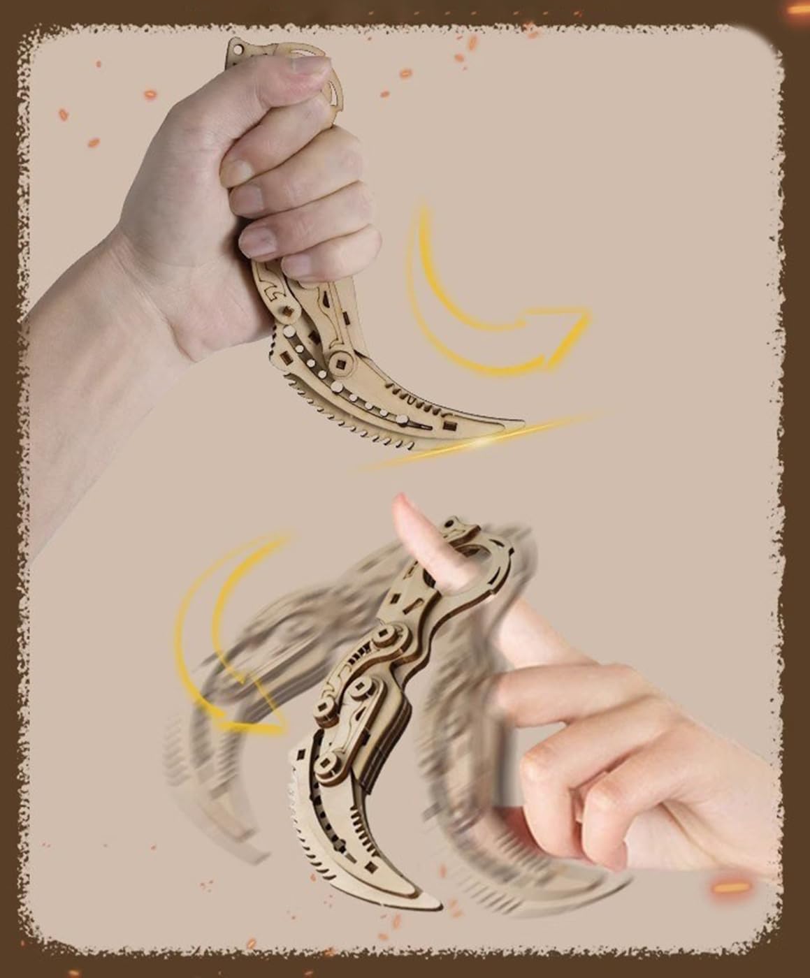 Coltello Karambit In Legno Puzzle CSGO Knife A Farfalla Da Allenamento Finto Butterfly Balisong Trainer Caccia Tascabile Gravity Regali Originali Per Adulti Uomini Donne Bambini
