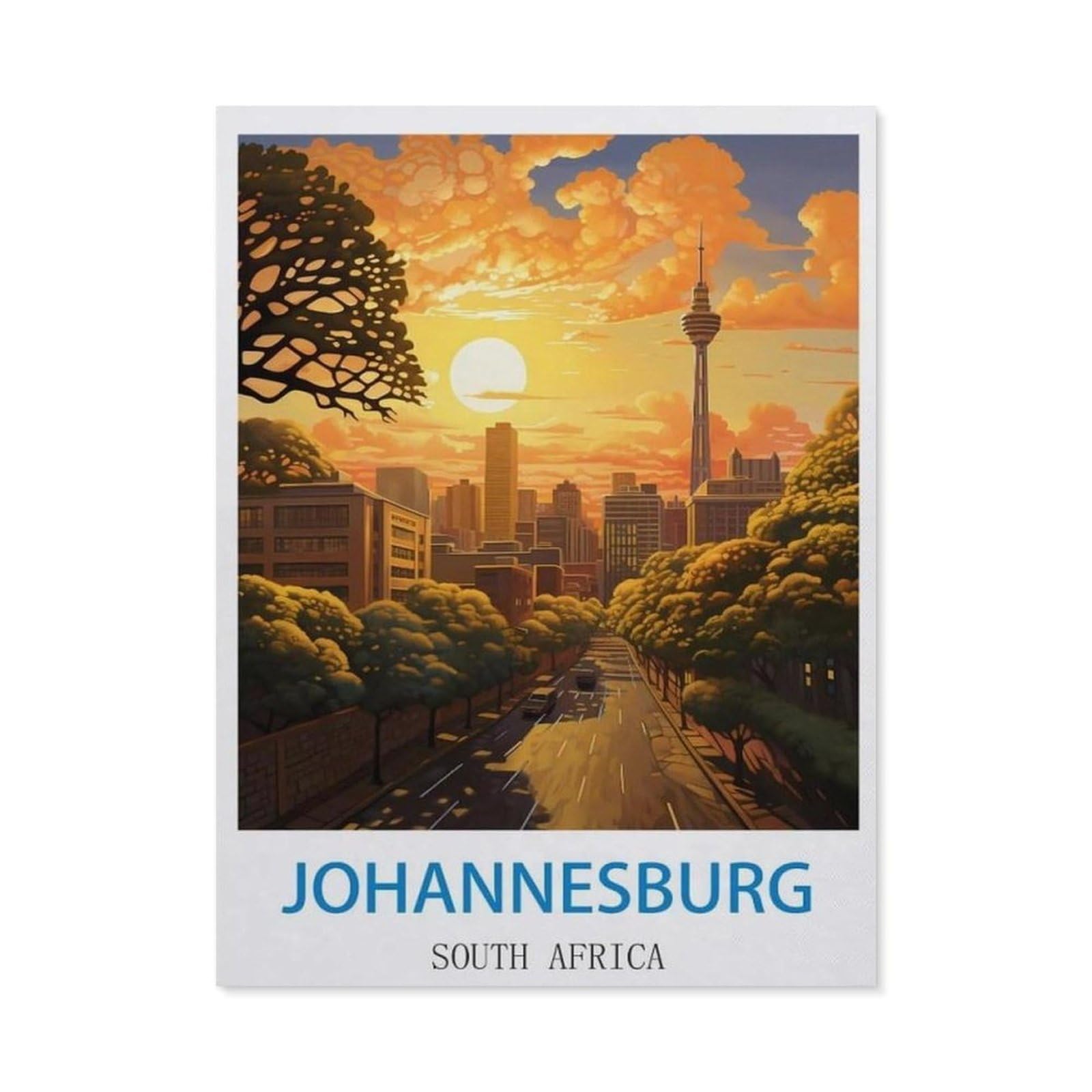 BEAYODKP 5D DIY Diamond Painting Kit，Johannesburg South Africa，Crystal Mosaic Full Drill Round Diamond Painting Embroidery Accessories（30 x 40 cm/11.81 x 15.74 inches）-CJ71