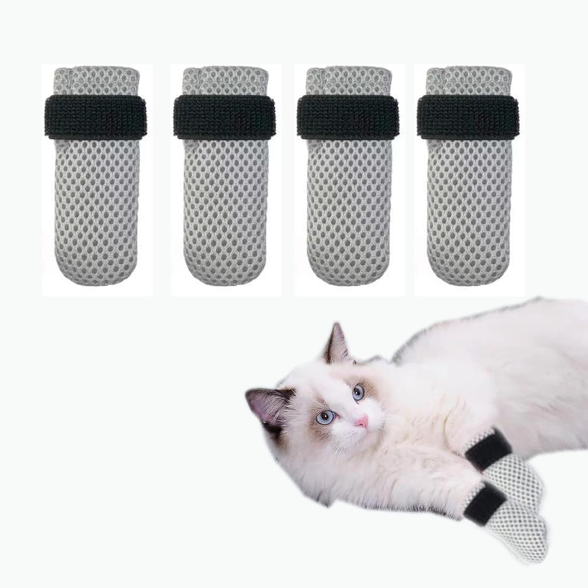 Chaussons Pour Chats - Lot De 4 - Imperméables Et Anti-griffes - Semelle Douce Et Chaude - Pour Protection, Toilettage Ou Médicaments