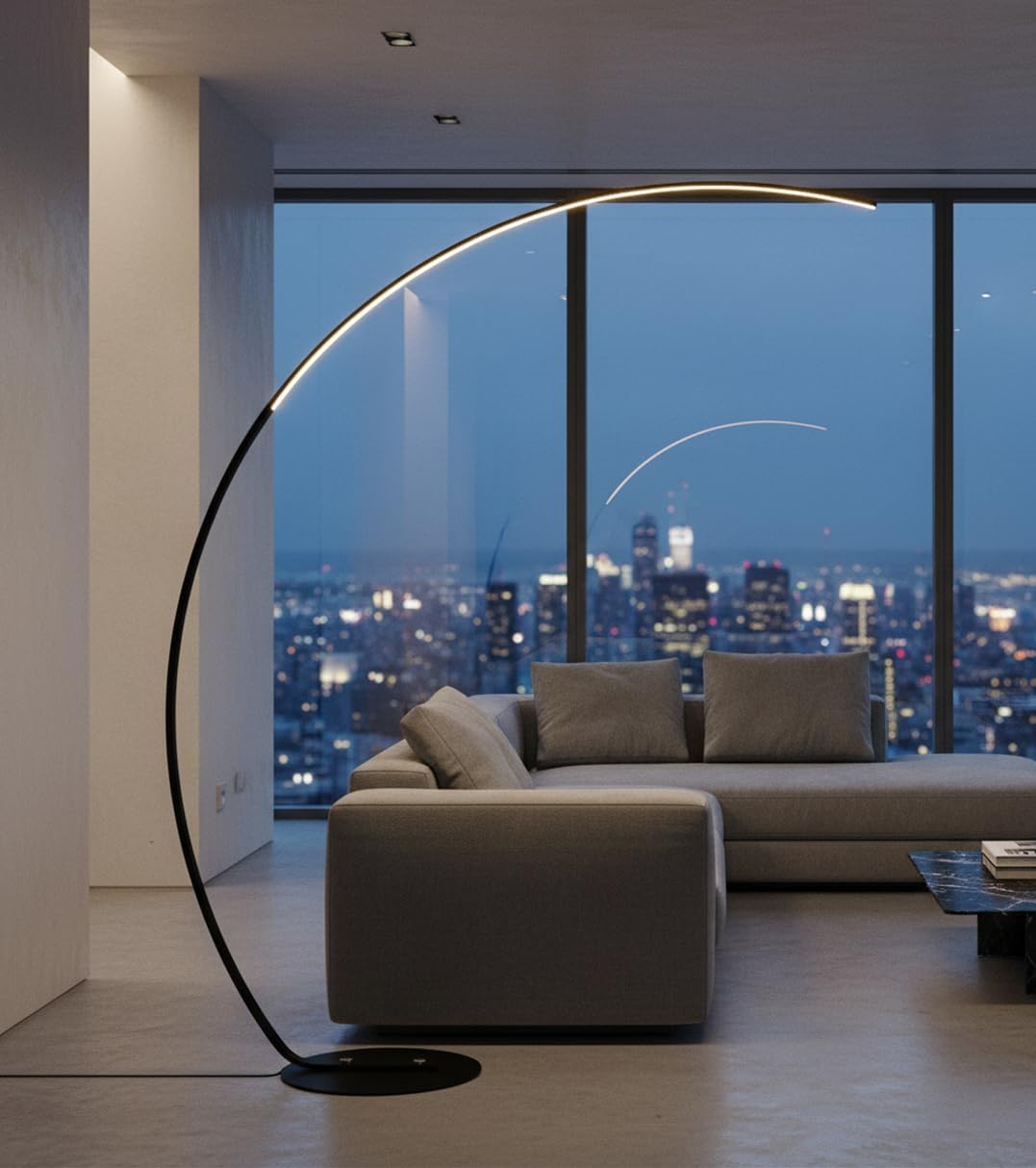 BEL AIR HOME - Lámpara de Pie ROMA, Metal, Altura 190cm, LED 48W, Brazo de Lectura, Dimmer, 3 Temperaturas de Color (NEGRO)