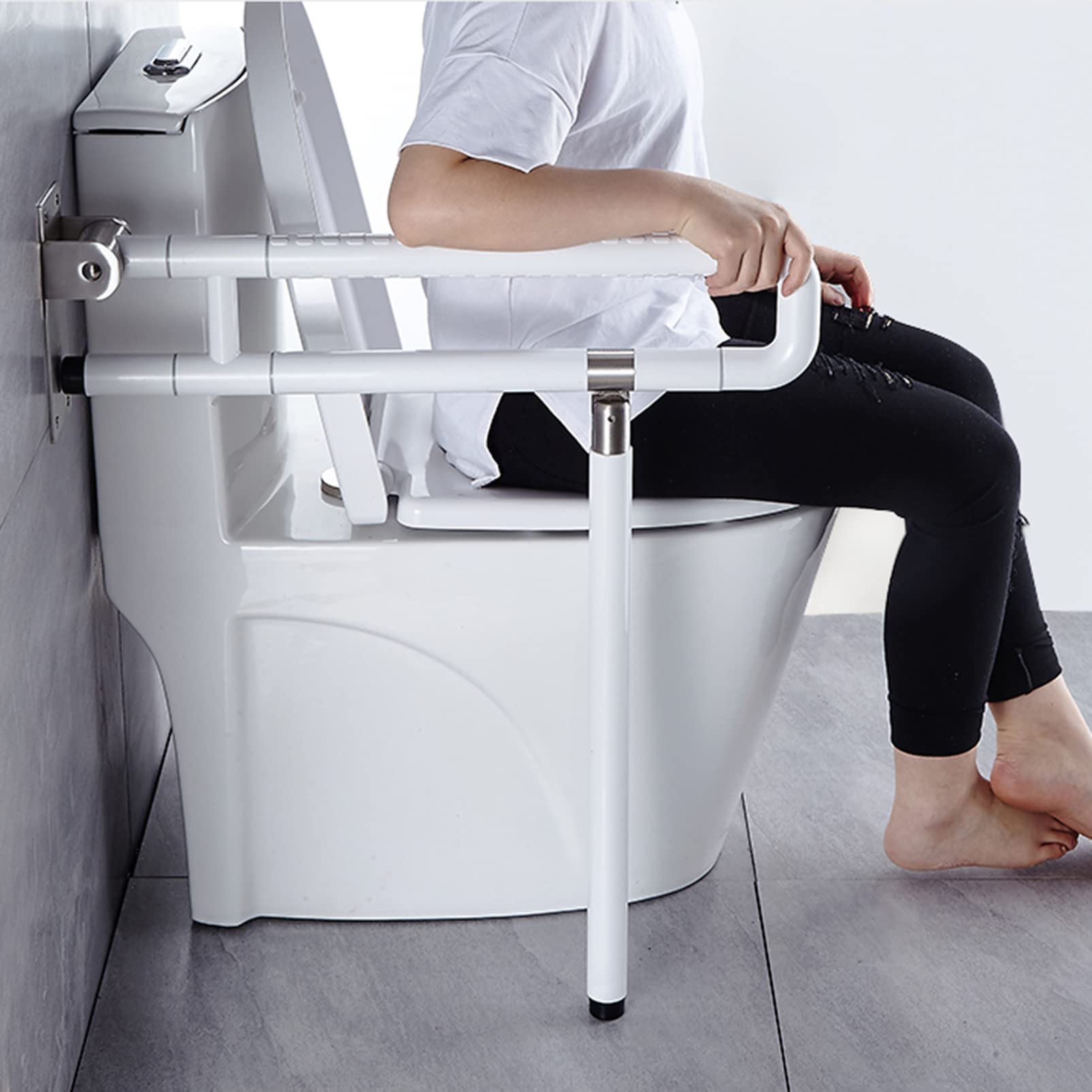 FKXSXAZ Stainless Steel Adjustable Safety Grab Bar Support for Elderly & Disabled - Handicap Bathroom Wall Bars with Folding Armrest