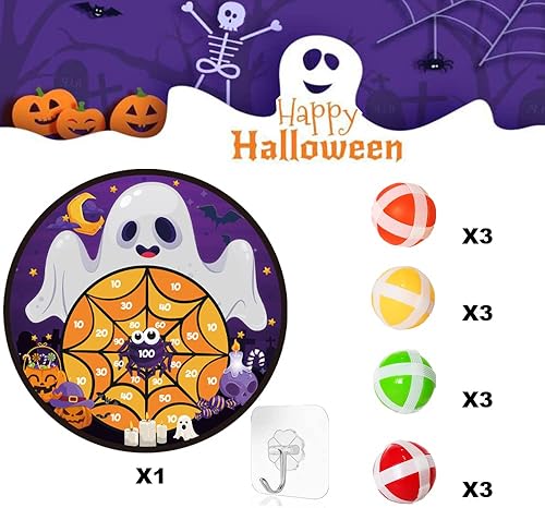Miniatura 2 de VDESFUEBY Tablero de dardos de Halloween Games de 26 pulgadas, tablero de dardos fantasma con 12 bolas adhesivas y ganchos, recuerdos de fiesta de