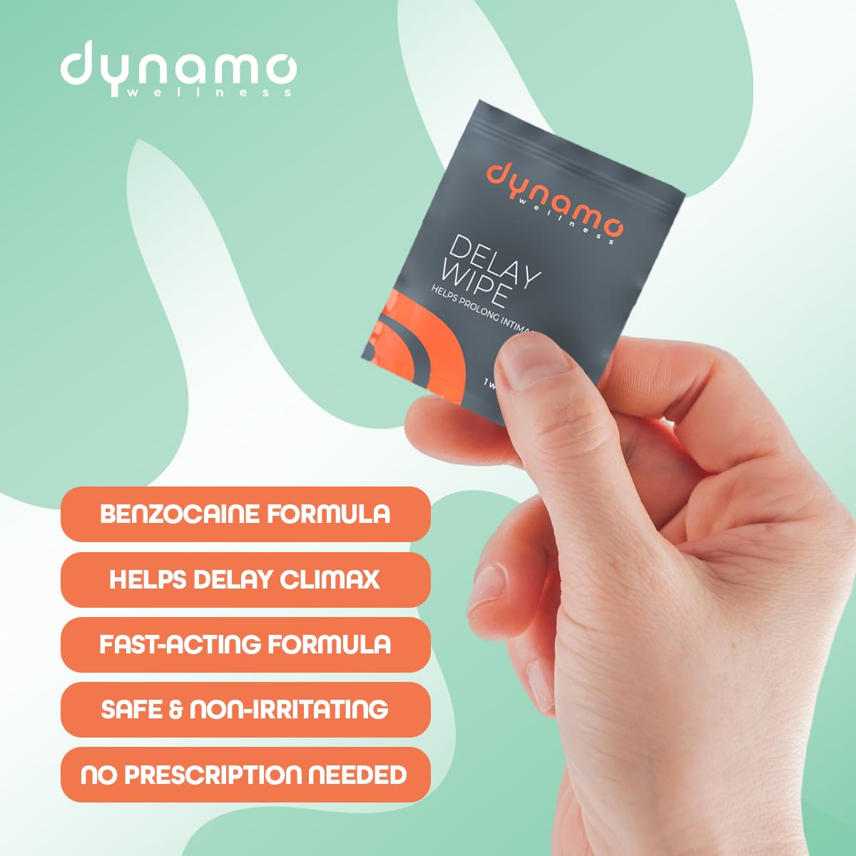 Dynamo Delay 18-Pack Value Wipes for Men: Fast-Acting 4% Benzocaine Climax Control for Extended Endurance – Discreet, Travel-Friendly & Partner-Safe Desensitizing Wipes