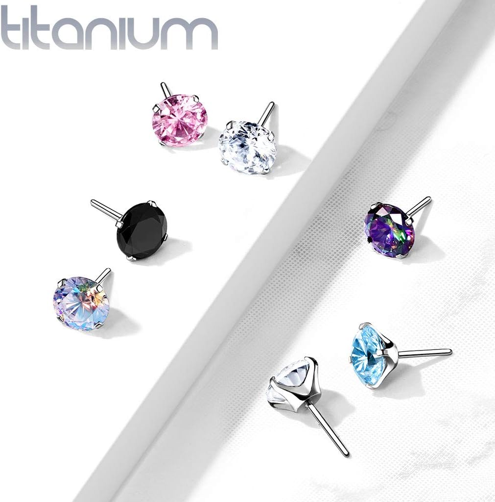 F136 Implant Grade Titanium Threadless Push In Prong Set CZ Top for Threadless Posts