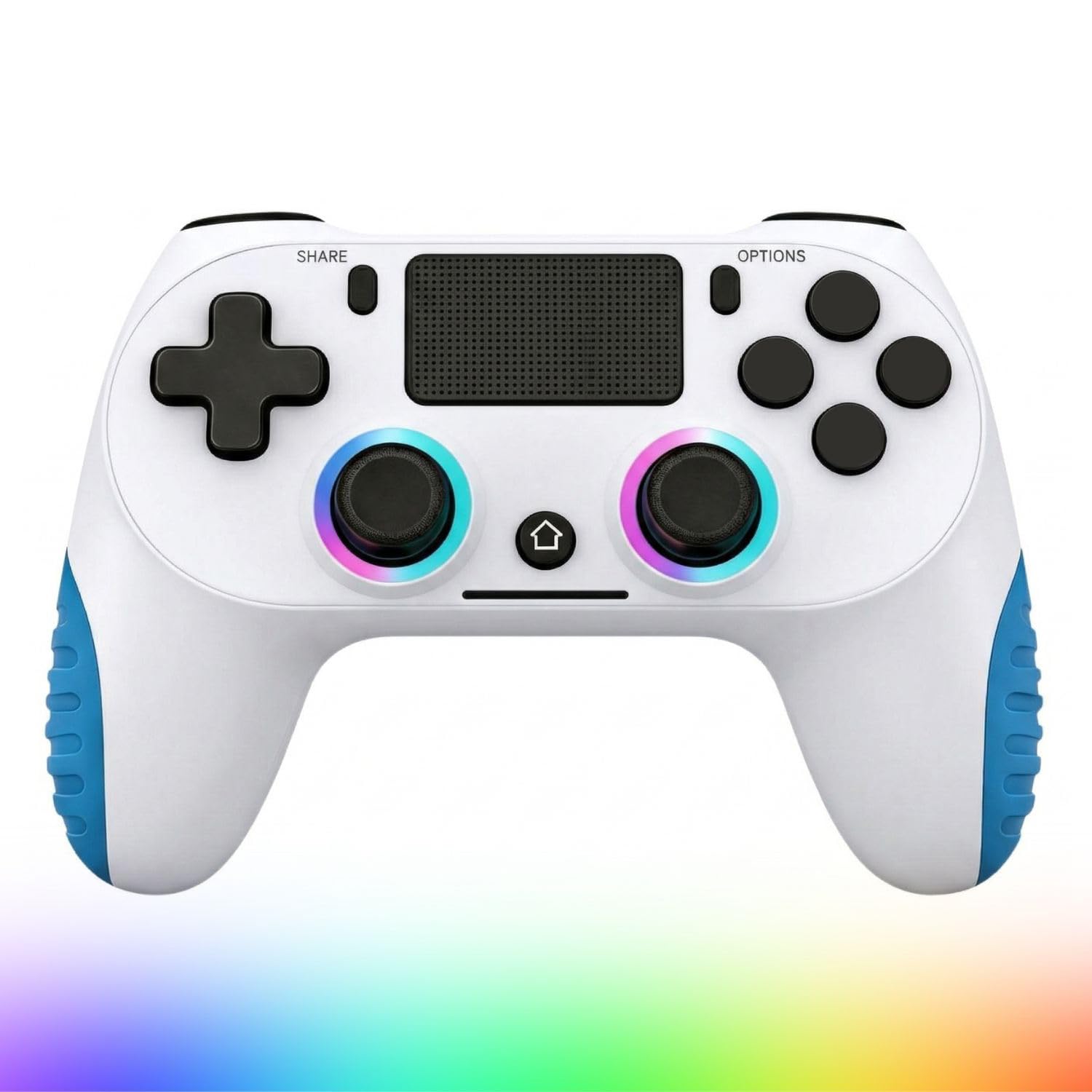 BJXOZ Wireless Controller für PS4, Stabile Verbindung & präzise Steuerung, Gamepad mit USB-C, Rutschfester Grip, Dual Vibration, 6-Achsen-Sensor, Touchpad, RGB, Audioanschluss, für PS4/Pro/Slim/PC