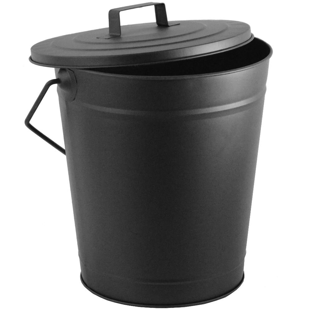 Fire Vida Ash Bucket - Soporte de Madera de carbón con Tapa, Color Negro
