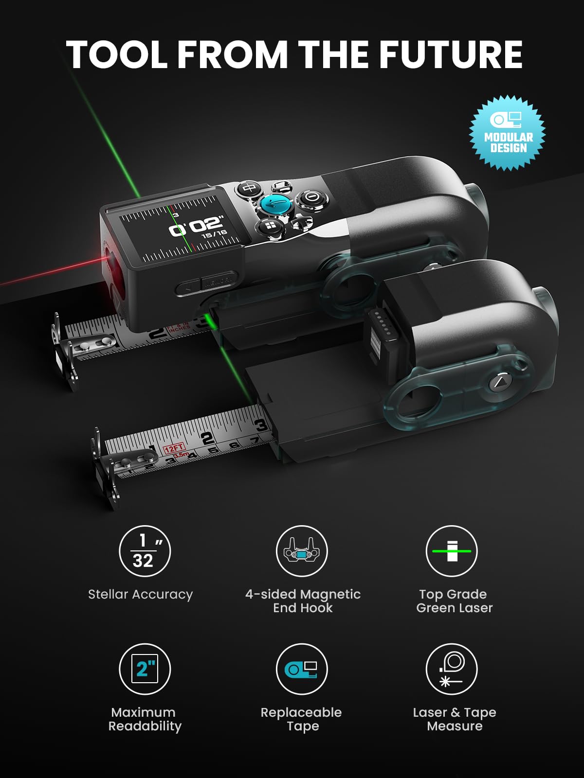 MiLESEEY Digital Tape Measure Device with Laser - Image 2