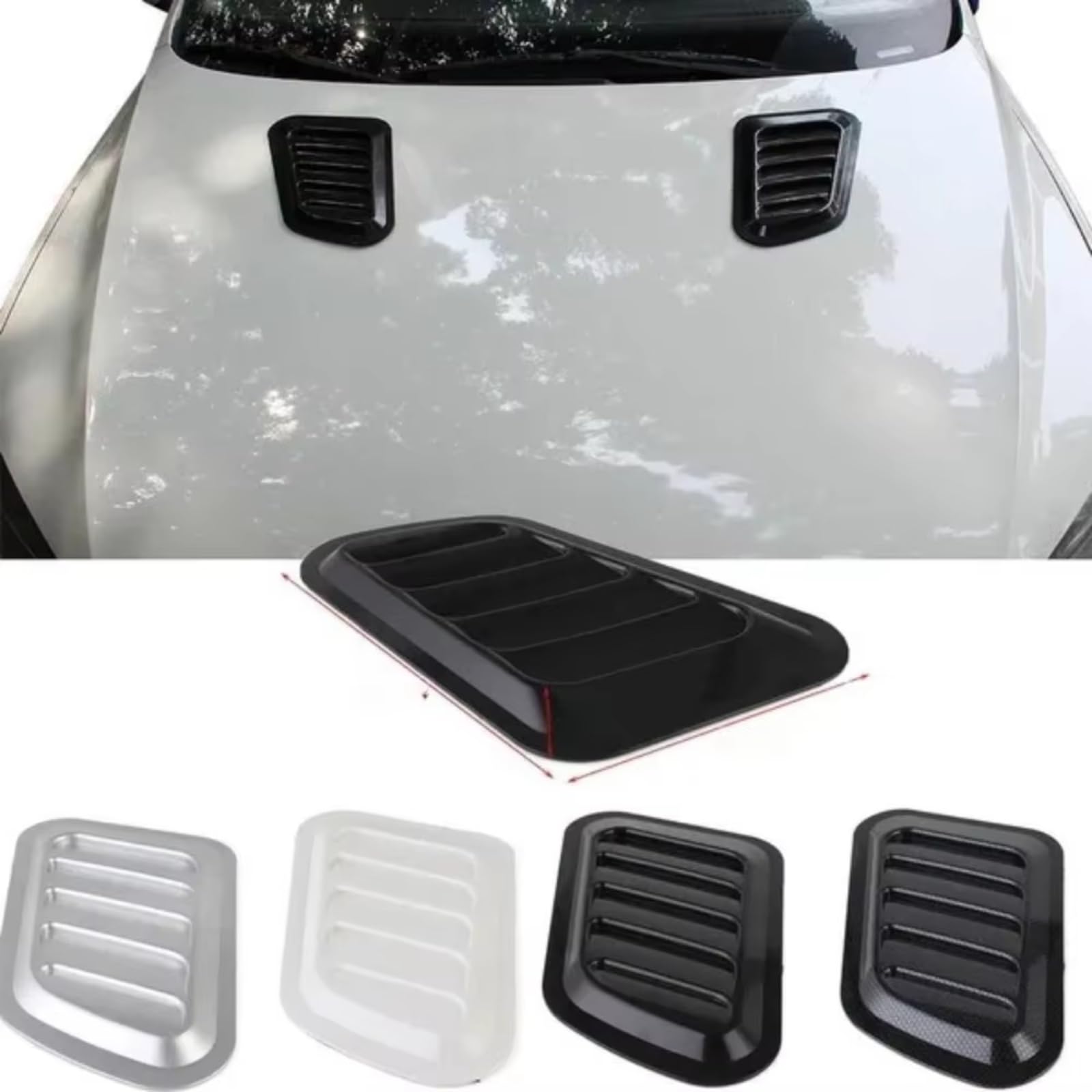 Motorhaube Lüftungsgitter 2 Stück Universal Auto Dekorativer Luftstrom-Einlass Scoop Für Turbo Motorhaubenlüftung Abdeckung Haube Tuning-Teile Zubehör(Black1)