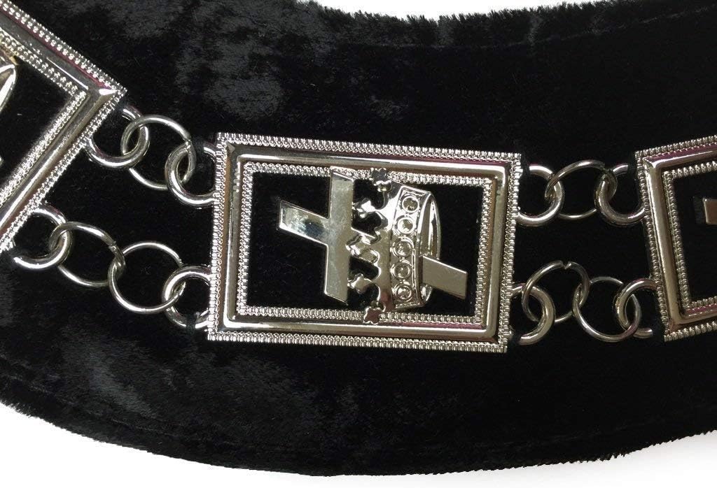 Knights Templar - Masonic Chain Collar - Gold/Silver on Black