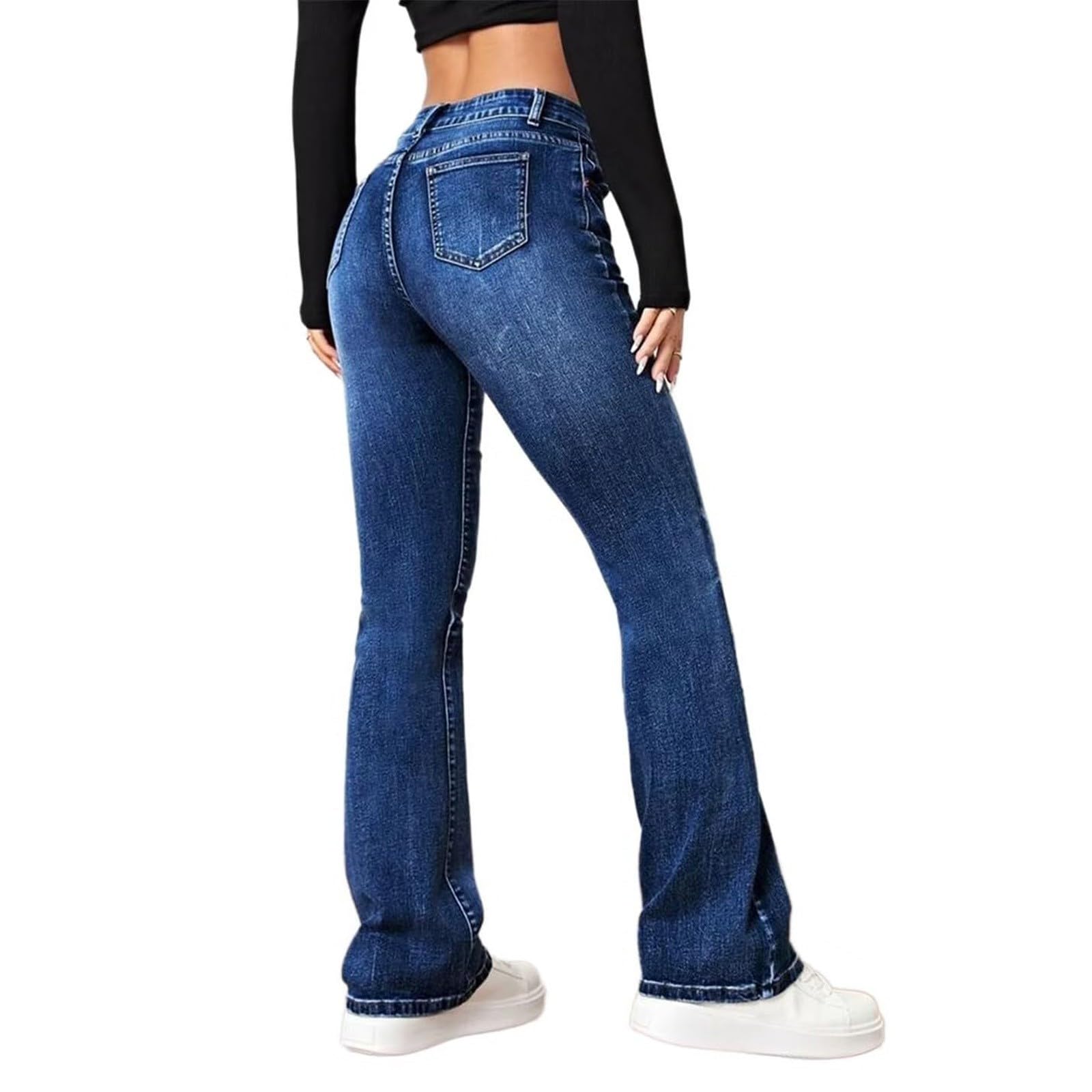 Y2K Retro Streetwear - Pantaloni a zampa da donna, elasticizzati, casual, per il tempo libero