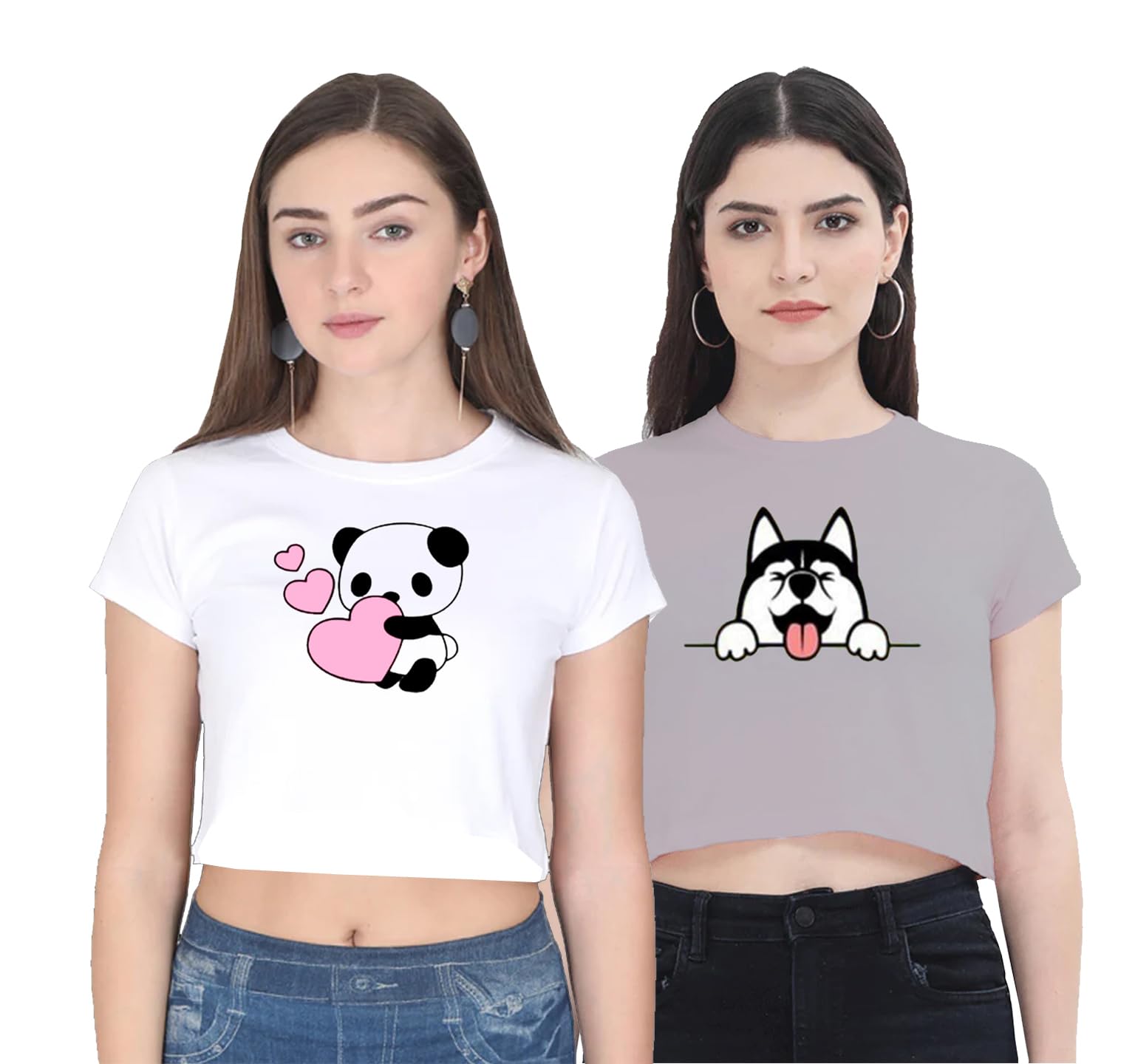 Summer Special Trendy Printed Drop Shoulder Relaxed Fit Half Sleeves Crop Top for Girls. Pack of 2-image-45