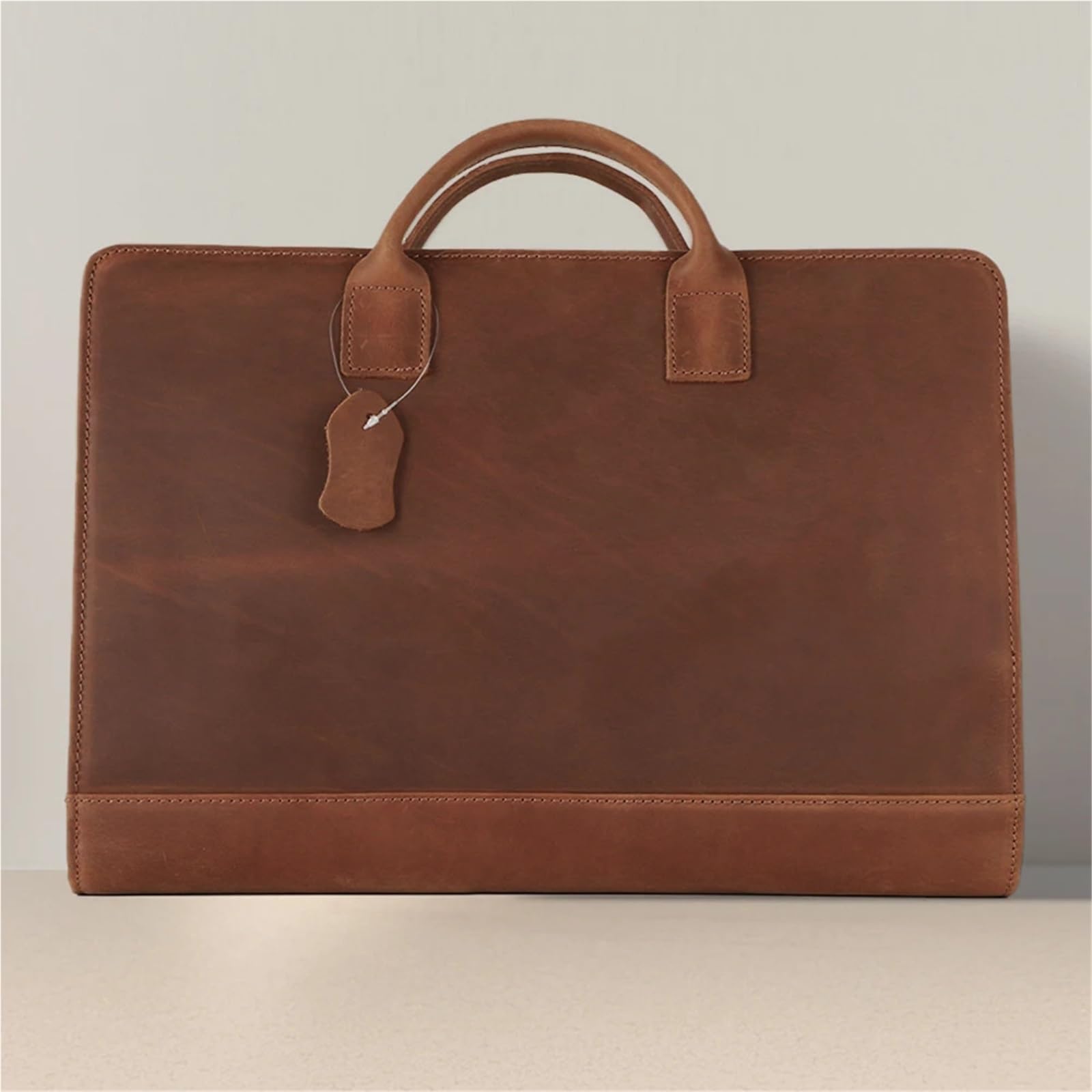 Bolso Mensajero De Cuero Maletín retro de cuero for hombre, for portátil 15,6", bolso mano 7,9", organizador negocios, viaje for oficina En Viaje De Negocios