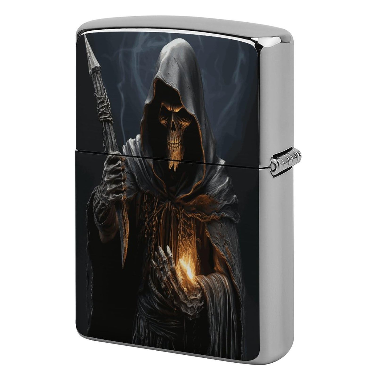 Btcowzrv Style Grim-Reaper Metal Lighter Case Sleeve Cover Holder