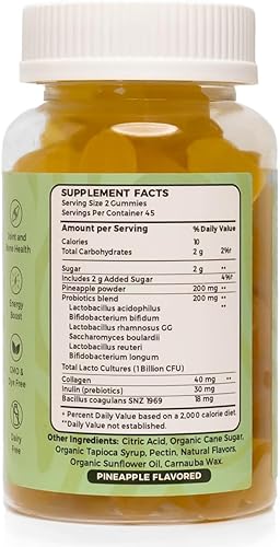 Miniatura 3 de BRINGME - Gomitas prebióticas y probióticas de equilibrio, piña, colágeno, prebióticos y prebióticos para el equilibrio del pH, salud intestinal y