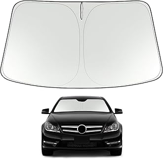 Proadsy 2025 Upgrade Windshield Sun Shade Custom Fit 2008-2014 Benz C Class Foldable Front Sunshade Protector Sun Visor Blocks UV Rays Keep Car Cooler