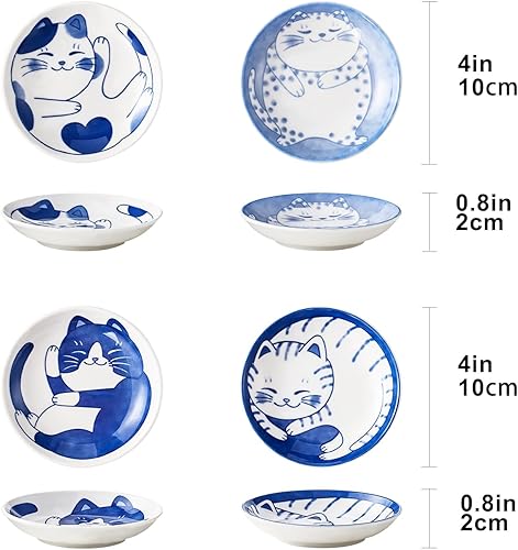 Miniatura 4 de 4 platos de salsa de soja para gatos de 4 pulgadas, cuencos de cerámica para gatos, platos japoneses, cuencos de inmersión, plato de aperitivos,