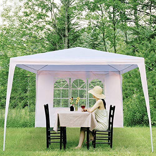 Simply-Me 10' X 10' Outdoor Canopy Waterproof Gazebo Party Wedding Tent,Sunshade Shelter Canopy Gazebo With 3 Removable Sidewalls,White #TOP5