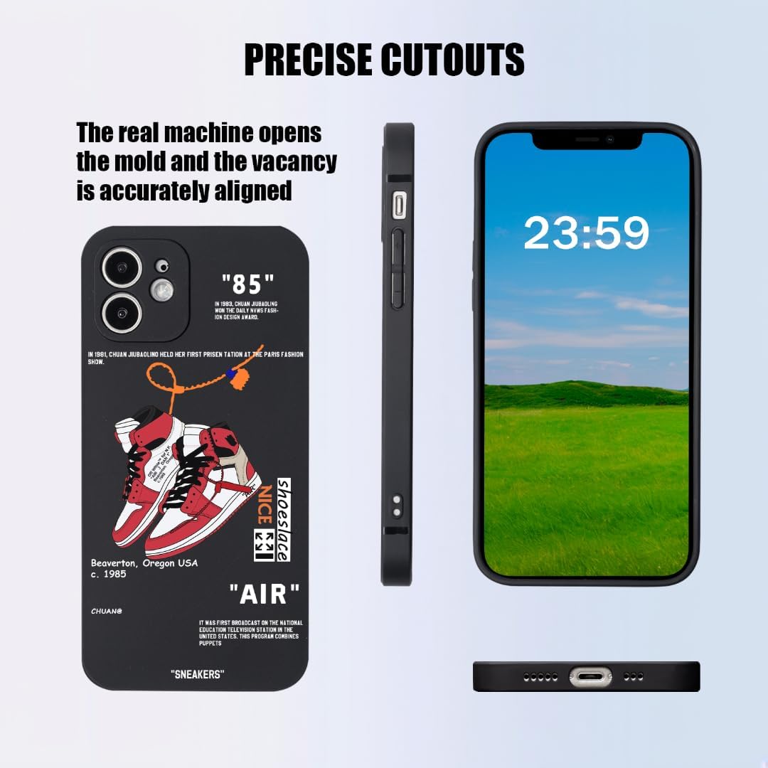 Cool Design Phone Case for iPhone 16 Case for Boys Men Street Aesthetic Shockproof Basketball Sneaker Sports Designer Cases Compatible with iPhone 16 Black - Image 3