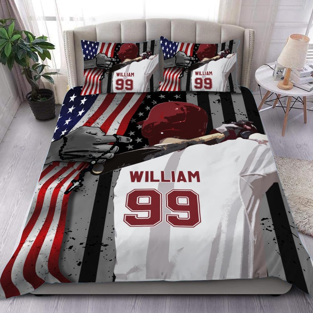 Personalized Baseball Comforter and Bedding Set - Twin, Full, Queen, King Sizes - Microfiber, Ultra-Soft, Lightweight