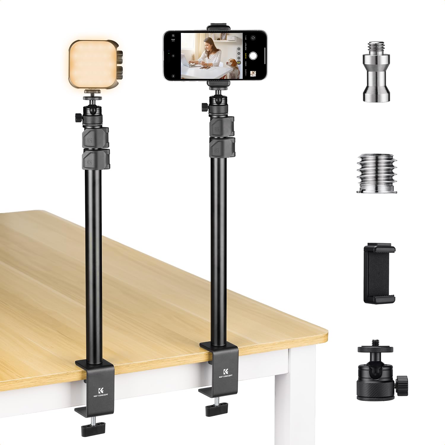 K&F CONCEPT 2 Pack Fotografie Lichtstativ mit 1/4"-20 Kugelkopf | 13"-35,4" verstellbares Klemme für DSLR Kamera, Ringlicht, Live Streaming, Video Aufnahmen