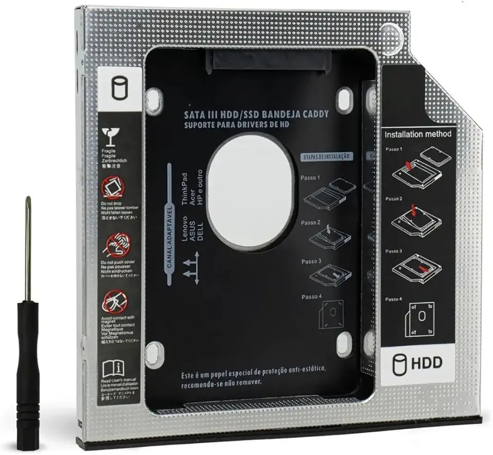 Case Para HD Externo Caddy Hd Ssd Sata 2.5 Gaveta Notebook 9,5mm Adaptador Acessório